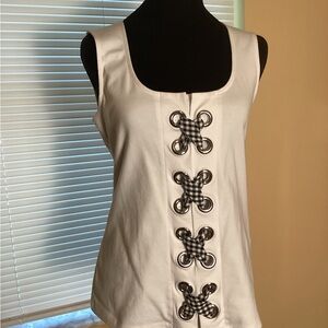 INC International Concepts Cream Sleeveless Embellished Tank Top